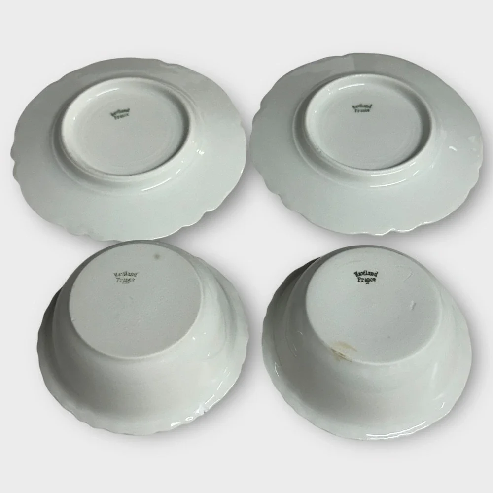 Haviland Limoges‎ Schleiger 1 Ranson Ramekin Bowl & Saucer SET OF 2 White France